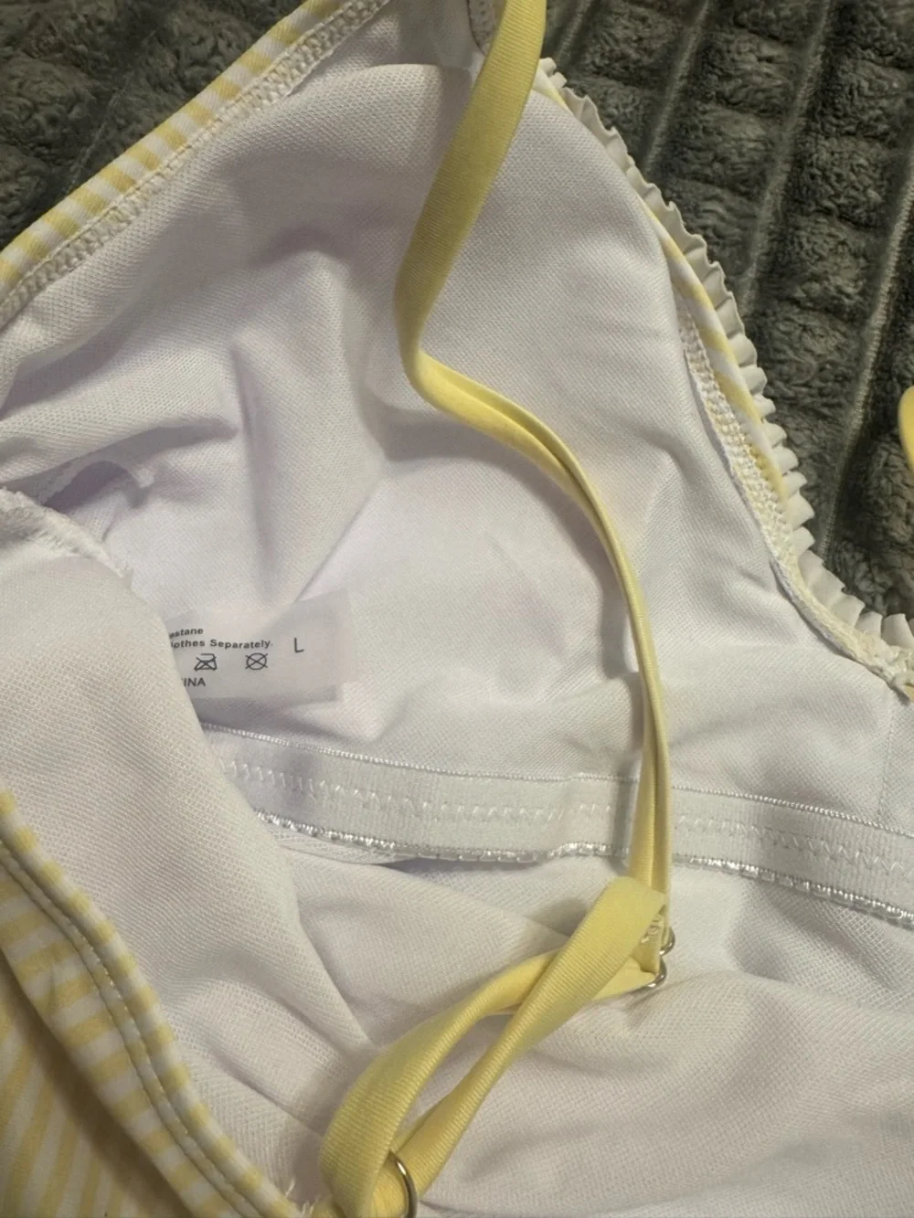 Yellow & white striped one-piece swimsuit 💛